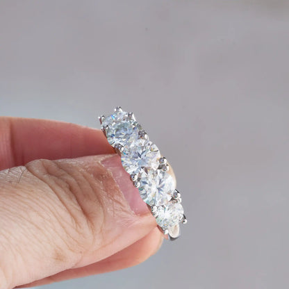 5 Stones 3.6CT All Moissanite Rings for Women 18k Plated 925 Sterling Sliver Wedding Band Sparkling Diamonds Fine Jewelry GRA