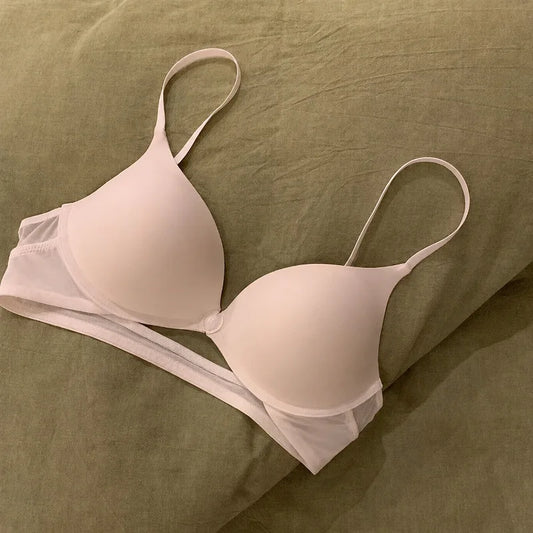 Women's Front Closure Push Up Bra U-Back Backless Seamless Wireless Ultra Thin Summer Bralette Small Bust Lift Detachable Straps
