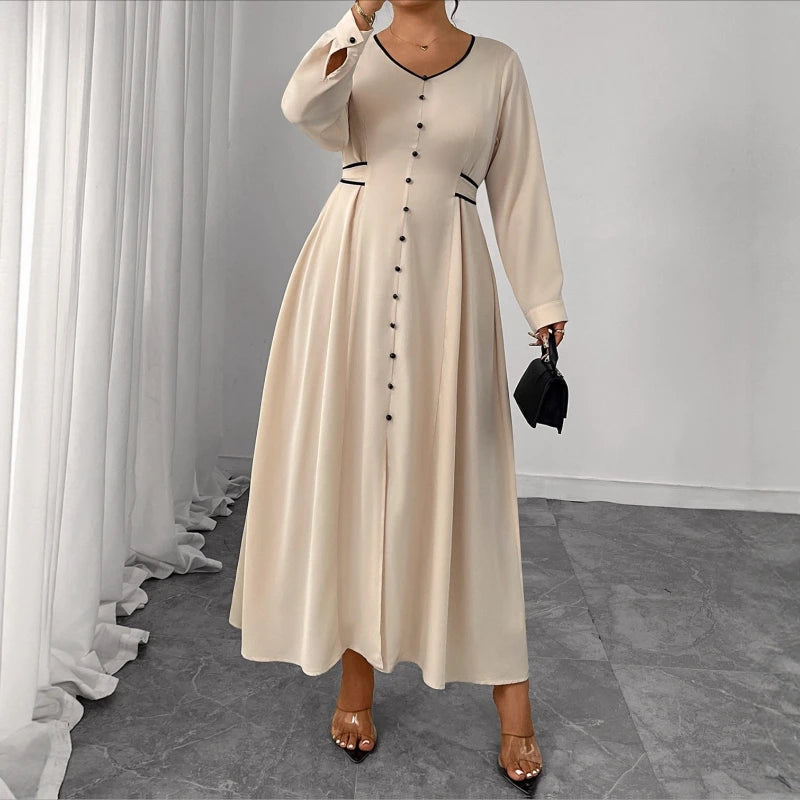 Plus Size Dress Slim Temperament Long Sleeve Lace-up Women's Banquet Dress