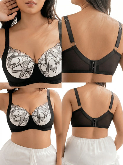 Big Bust Comfort Fit Plus Size Full Cup Bra Women Wide Shoulder Strap Lace Support Bra All Day Wear Lingerie MR3680