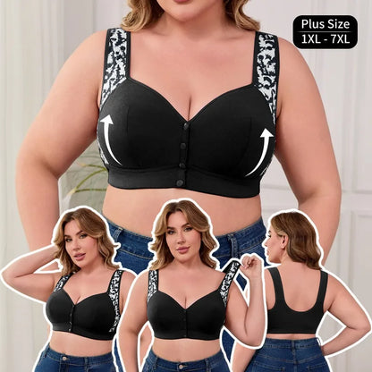 Women Soft Comfortable Ultra-thin Breathable Plus Size Bra Fashionable Front Opening Comfortable No Steel Ring Vest Style Bra
