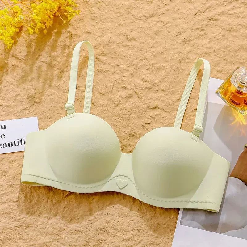 Women's Gathered Underwear Small Breasts Support No Steel Rings No Shoulder Straps Comfortable Bra for Large Breasts
