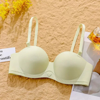 Women's Gathered Underwear Small Breasts Support No Steel Rings No Shoulder Straps Comfortable Bra for Large Breasts