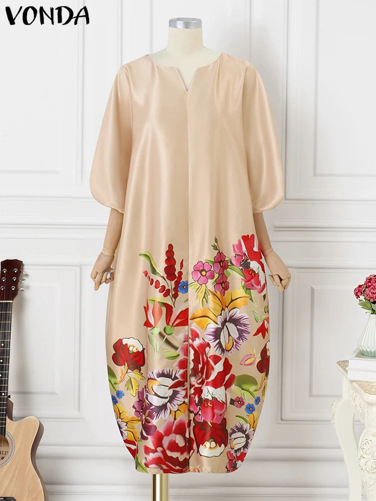 Plus Size 5XL Women Satin Silk Dress 2025 Bohemian Summer Maxi Long Sundress Elegant V Neck Vestidos Casual Loose Robe Femme