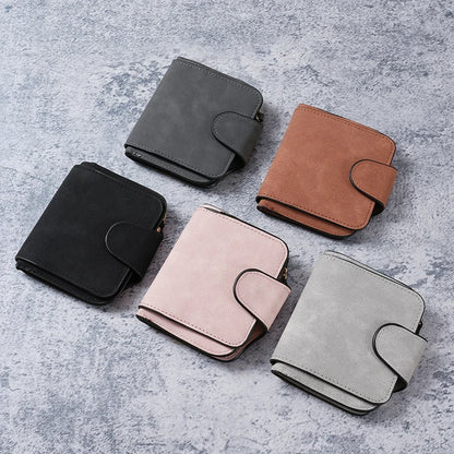 Ladies Zip Purse Women Wallet Frosted Leather Vintage Female Clutch Bag Credit Card Holder Phone Bag Money Clip