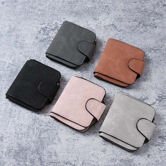 Ladies Zip Purse Women Wallet Frosted Leather Vintage Female Clutch Bag Credit Card Holder Phone Bag Money Clip