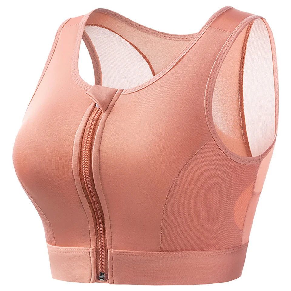 Plus Size Sports Bra Front Closure Longline Bras Padded Workout Crop Tank Top for Running Workout Gym Yoga Vest