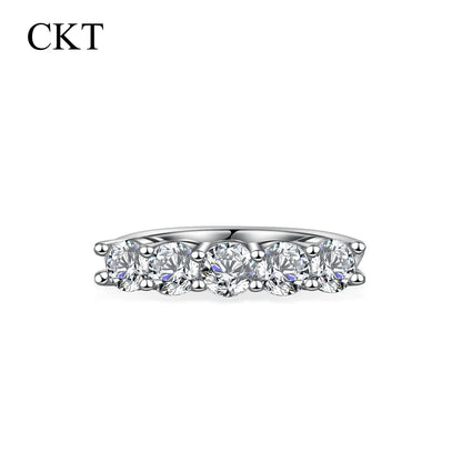 CKT 18k White Gold Diamond Moisanite Ring Women's Platinum Pt950 Rings Five-Star Princess Ring Crown Ring Wedding Bands Jewelry