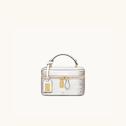 JW PEI box bag Сумка Женская, Square Cosmetic Bag, PU Embossed Black Zipper Small Portable Daily Use 2026 Summer Crossbody Bag