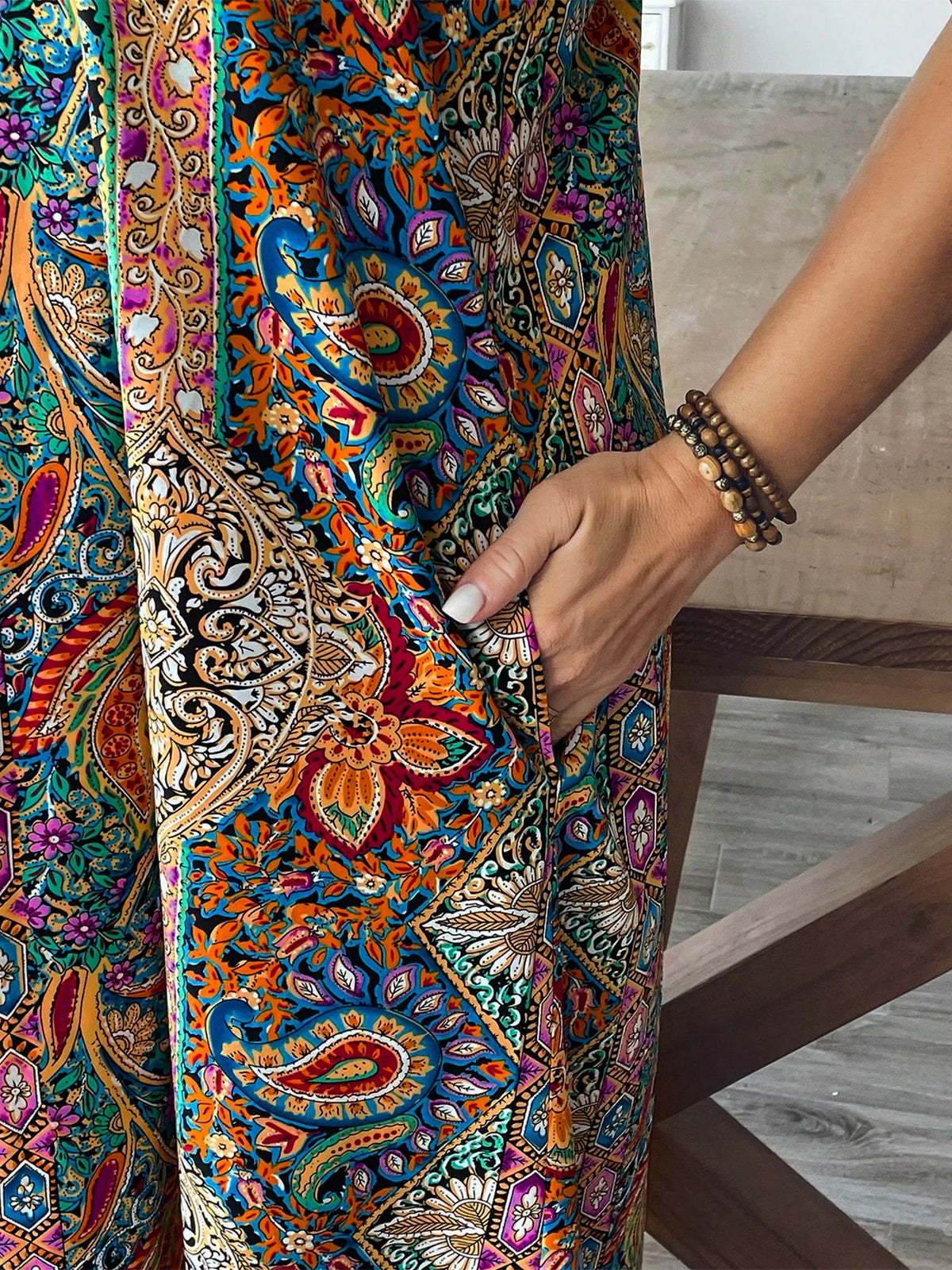 Plus Size Floral Paisley Maxi Dress Flowy Beachy Boho Vacation Gown Summer Dress