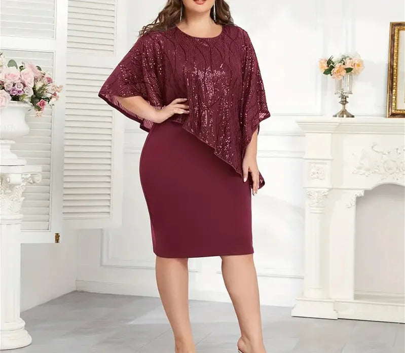 Plus Size Women's Sexy Hip Hugging Dresses Sequined Irregular 5XL Plus Size Party Dress Casual Fashion Short Dress Vestidos