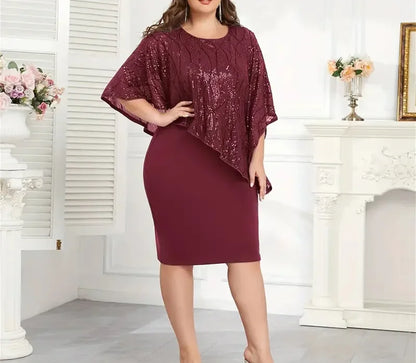 Plus Size Women's Sexy Hip Hugging Dresses Sequined Irregular 5XL Plus Size Party Dress Casual Fashion Short Dress Vestidos