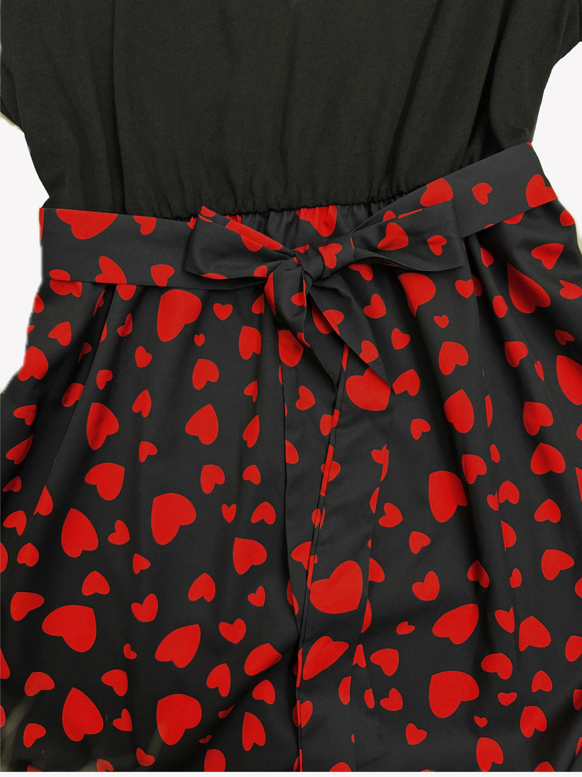 Plus Size Summer Round Neck Dress with Puff Sleeves, Short Sleeves, Ruffled Hem, Slim Waist and Medium-Length Fashionable Dress