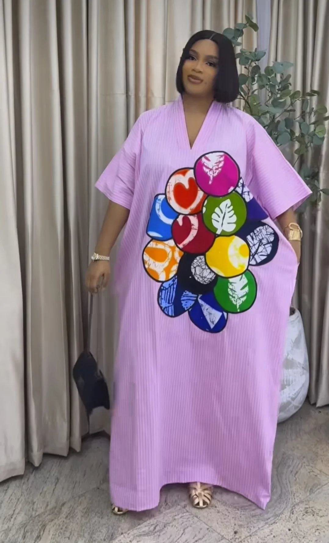 African Plus Size Dresses for Women 2025 Spring Autumn V-neck Half Sleeve Wedding Party Evening Christmas Long Dress Robes Gowns