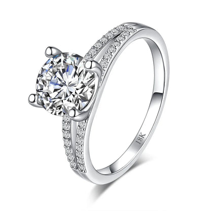 CKT Real 18k White Gold Diamond Ring for Women Platinum Pt950 Couple Rings 2ct Moissanite Wedding Engagement Jewelry Fine Gift