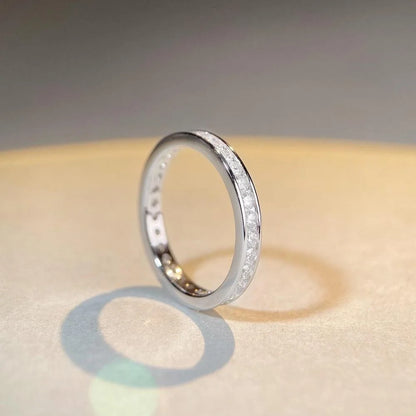 18K white gold versatile and layered tail ring gift for your girlfriend, daily moissanite diamond white gold Pt950 high jewelry