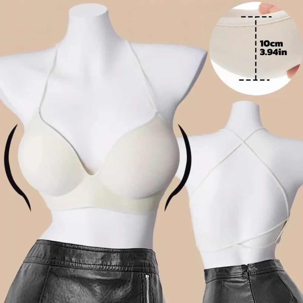 Comfortable 3/4Cup Thicken Bra Slim Waist Shockproof Busty Bra Lingerie Intimates Brassiere for Women Flat Chest