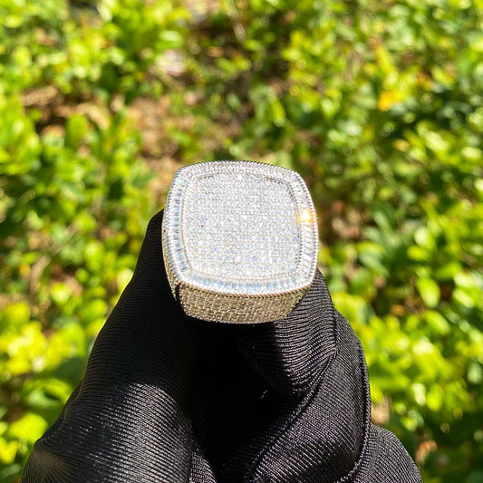 Aokaishen Iced Out Ring for Men Real Gold Plated Cubic Zirconia Hip Hop Jewelry