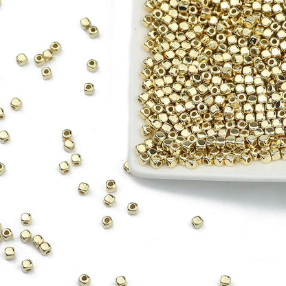 100~400pcs 3mm Square Beads CCB Material Gold Silver Plated Loose Spacer For Jewelry Making Accessories DIY Necklace Bracelets