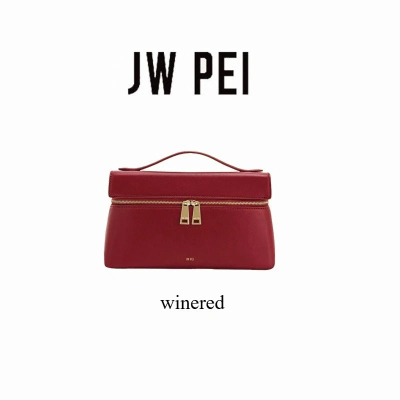 JW PEI Lunch Box Bag New Box Bag Niche Design Single Shoulder Crossbody Bag Handbag Tote Bag Genuine Leather Women's Bag