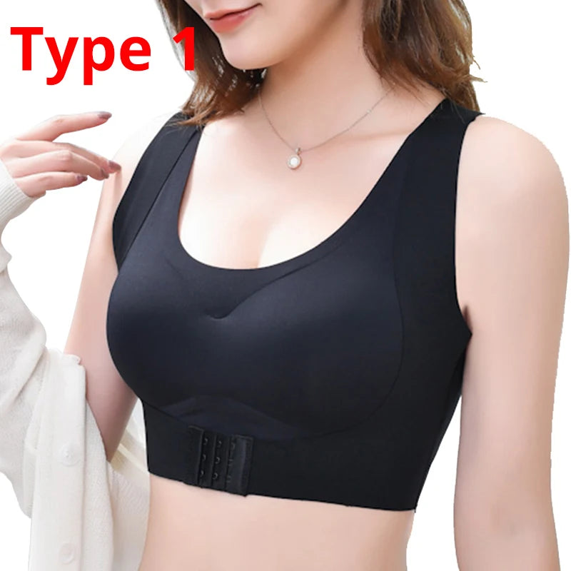 Women Sports Bras For Women Push Up Bra Posture Corrector Bralette Front Closure Female Underwear Cross Back Tops Top Women Bra