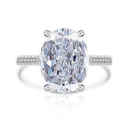 925 Sterling Silver Luxury Atmospheric Sparkle Pigeon Egg Zircon Ladies Ring Rose Gold Jewelry