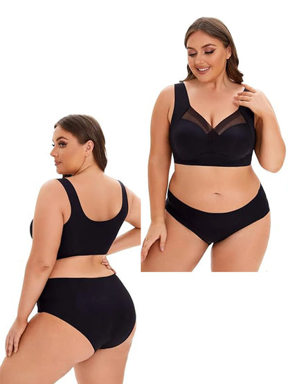 Womens Bras for Older Women Seamless Wireless Posture Correcting Push Up No Underwire Anti Sagging Full Coverage Ice Silk Bra
