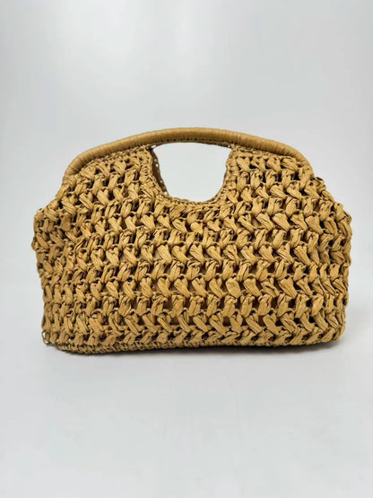 Handcrafted Basket Weave Clutch Bag Vacation Style Pure Handwoven Fashion Accessory