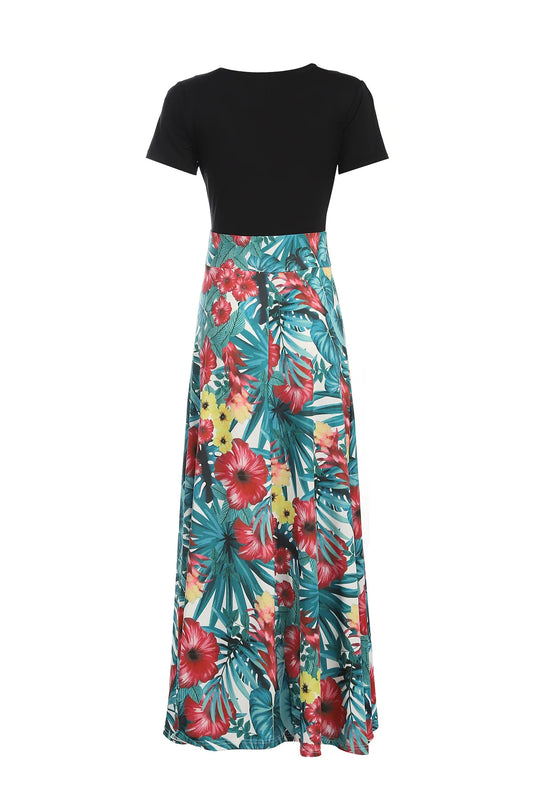 plus Size Floral Print Elegant Mid-Rise Stretchy Dress Women's Casual Comfortable Fit Dress