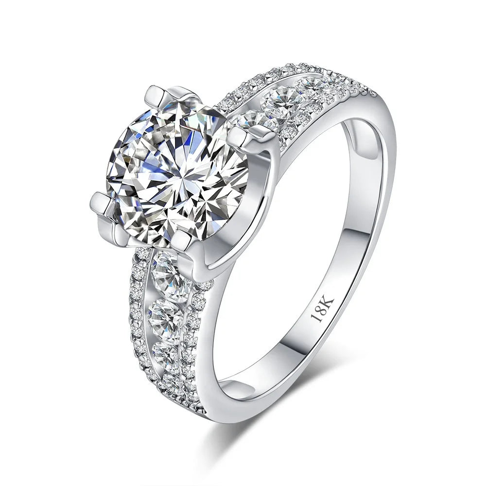 CKT Designer Girl Birthday Gift 18K White Gold Rings 3ct D Color Moissanite Diamonds Platinum Pt950 Fine Jewelry Engagement Ring