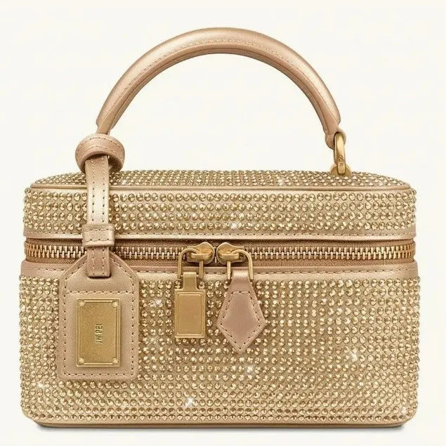 JW PEI box bag Сумка Женская, Square Cosmetic Bag, PU Embossed Black Zipper Small Portable Daily Use 2026 Summer Crossbody Bag