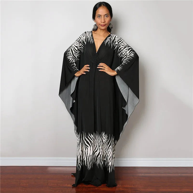 Plus Size Dresses Womens Caftan Floral Print Kaftan Dress Short Sleeve Swimsuit Cover up Loungewear for Summer