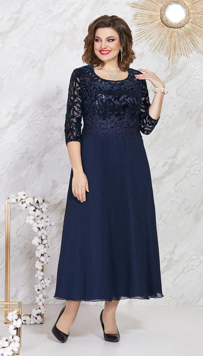 Spring and Summer New Large-size Women's Dress Splicing Lace Chiffon Slim-fit High-end Dress Dresses for Women 2022 Plus Size