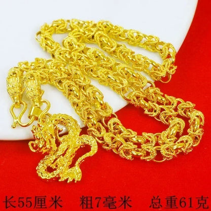 Dragon Pendant AU750 Gold Necklace - Guanyin 18K Pendant Necklace, Bold and Stylish Jewelry Gift for Men and Women