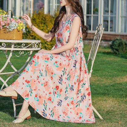 Plus Size Women Dress 2025 Summer Long Dress Vintage Loose Casual Elegant  Sleeveless Dress Women
