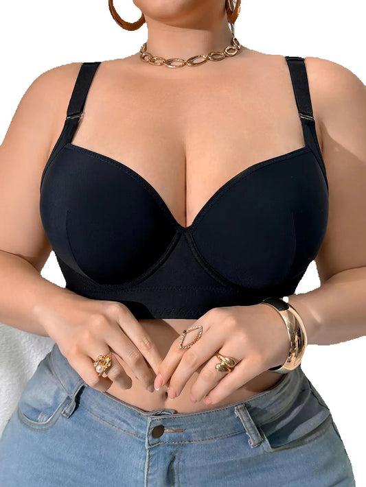 Women Breast Lift Push Up Bra Wide Adjustable Straps Shaping Anti-Sagging Side Gather Support Large Full Cup Comfortable Bra