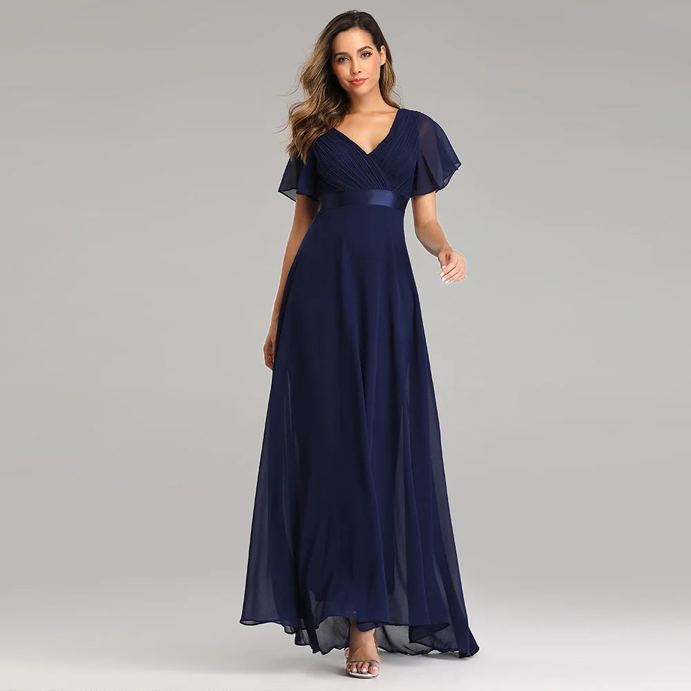 ICCLEK Plus Size Women Clothing Party Evening Dresses Elegant And Pretty Women'S Dresses Chiffon Soft Vestidos De Noche Tallas G