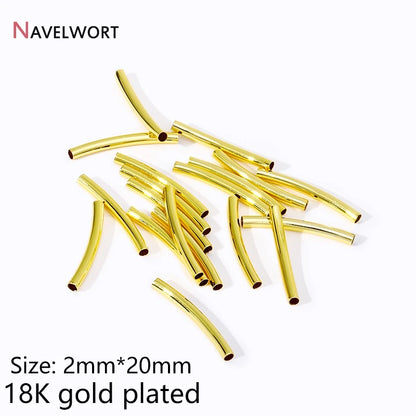 Tubes For Jewelry 18K Gold Plated Curved Tube Beads For Bracelet Necklace Making Supplies,Tube Beads Connector,Jewelry Materials