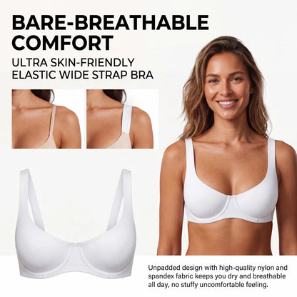 Women Daily Bra Underwire Unlined Seamless Fit Nylon Blended Wide Shoulder Straps Anti-Pressure Comfortable All-Day Wear Bralett