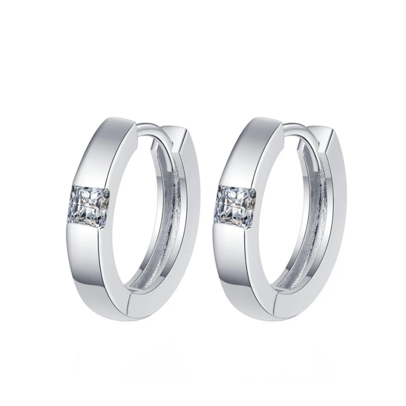 Women Birthday Gift 18K White Gold Hoop Earrings Valentine's Day 0.6CT Moissanite Diamond Girlfriend PT950 Wedding Fine Jewelry