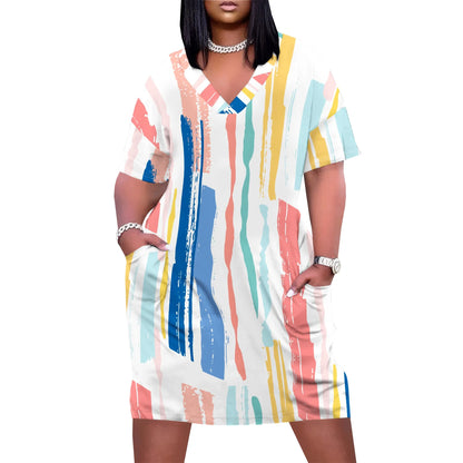 Womens Plus Size African Print Dresses Sexy Casual T-Shirt Dresses Oversized Baggy Summer Sundress