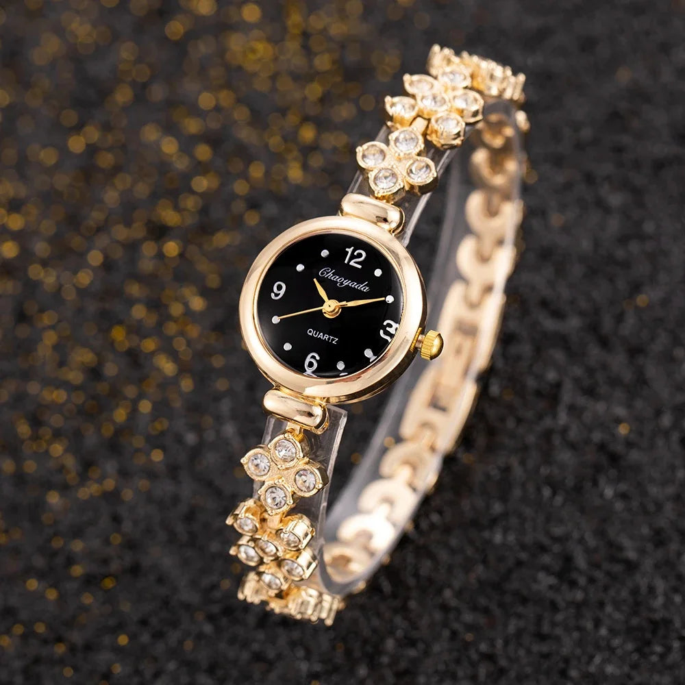 Luxury Women's Wristwatch Fashion Rhinestone Gold Watches for Women Simple Elegant Ladies Quartz Bracelet Watch montre femme