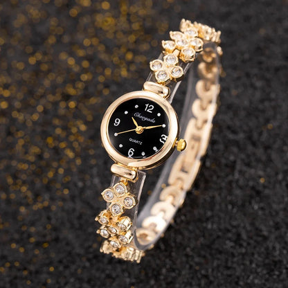 Luxury Women's Wristwatch Fashion Rhinestone Gold Watches for Women Simple Elegant Ladies Quartz Bracelet Watch montre femme