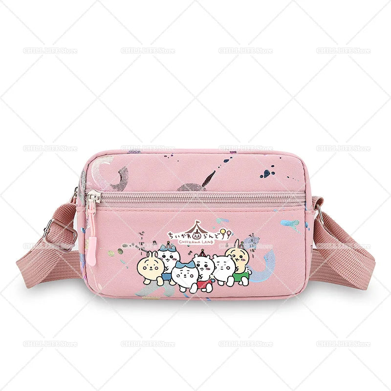 Cute Chiikawas Women Shoulder Waist Bag Kawaii Hachiware Usagi Fanny Pack Female Crossbody Bum Bag Canvas Chest Pack Phone Pouch