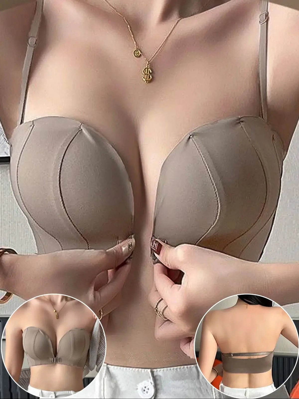 Women's Wireless shell shaped front button Bra with beautiful back suitable for small breasts Pad Lingerie