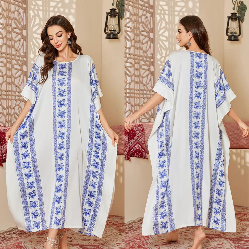 Plus Size Women Green Long Sleep Dress Nightgown Loose Casual Satin Home Clothes Bath Robe Gown Print Loungewear Nightwear ﻿