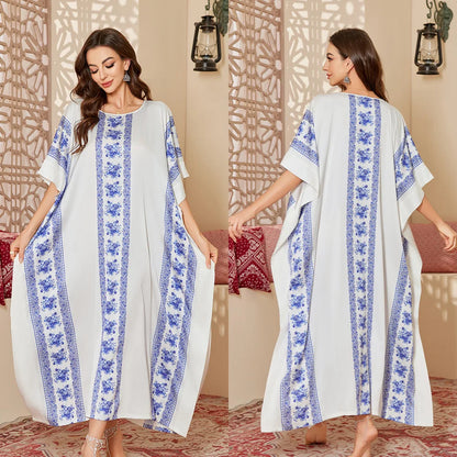 Plus Size Women Green Long Sleep Dress Nightgown Loose Casual Satin Home Clothes Bath Robe Gown Print Loungewear Nightwear ﻿