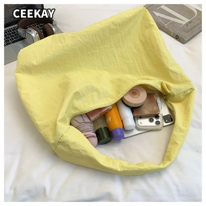CEEKAY Women's Hobo Bag Orange Nylon Large Capacity Shoulder Handbag Zipper Closure Lightweight Daily Commute Casual Sport