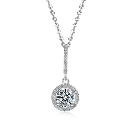 CKT 18k White Gold 1ct Moissanite Necklace for Women Classic Snowflake Platinum Pt950 Pendant Collarbone Chain Fine Jewelry