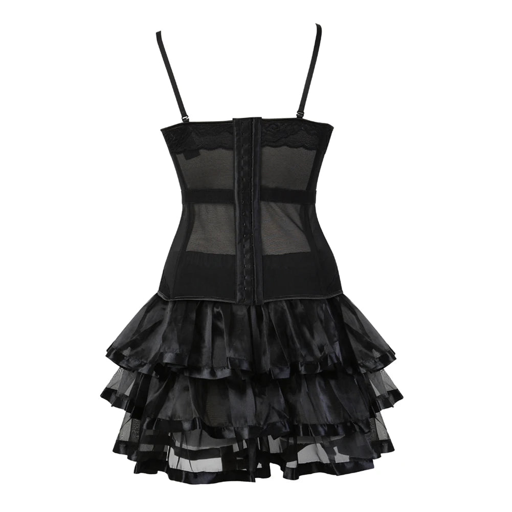 Burlesque Corset Dresses for Women Plus Size Sexy Corset Lingerie Top With Cup Black Sexy Lace Corset Dress With Straps